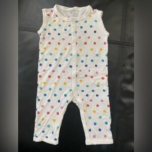Kyte Baby sleeveless snap romper, Spring ‘21 polka dot, 6-12 months